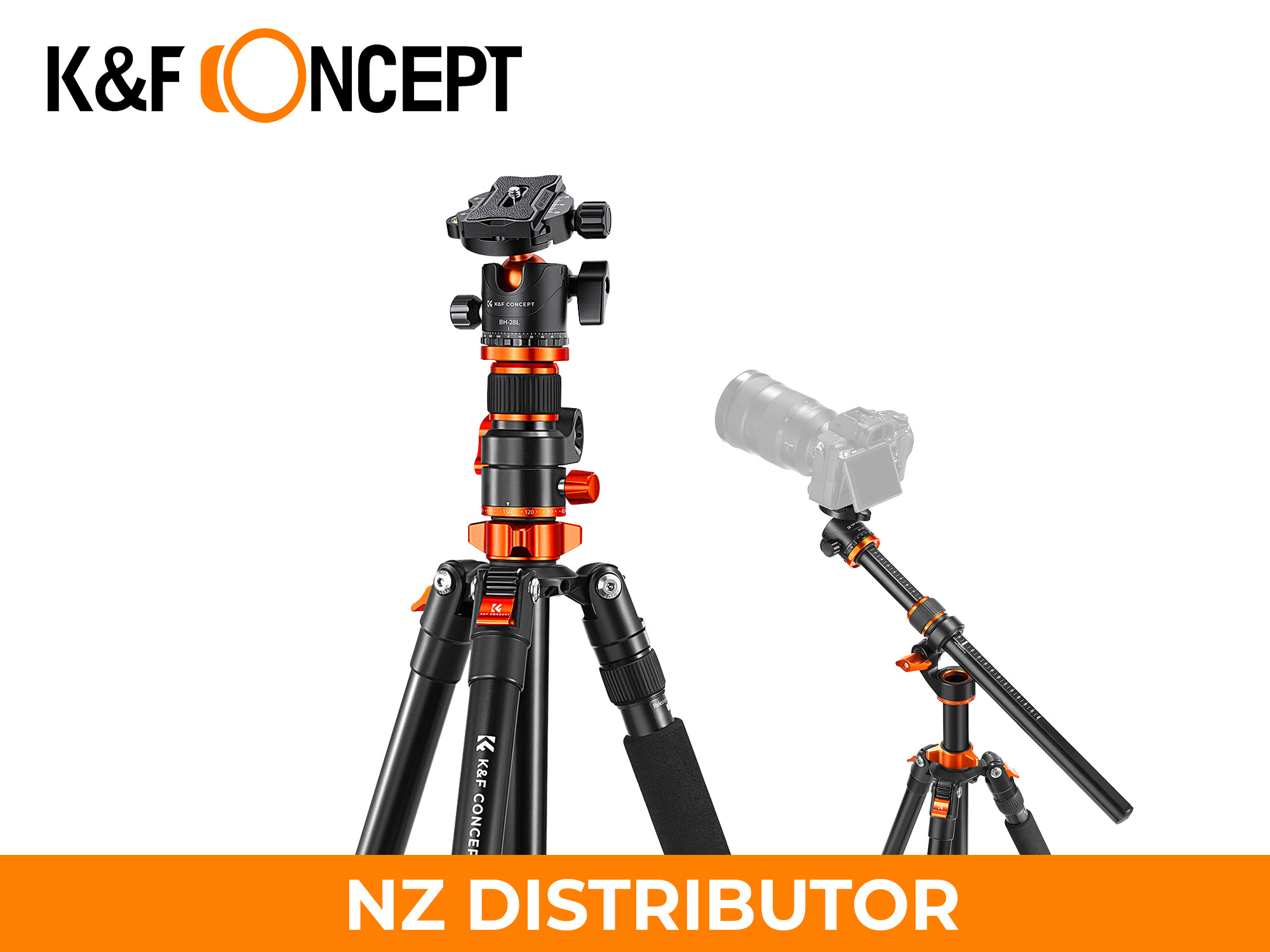 K&F T254A7 2.3m Professional Tripod with Boom Arm & Ball Head